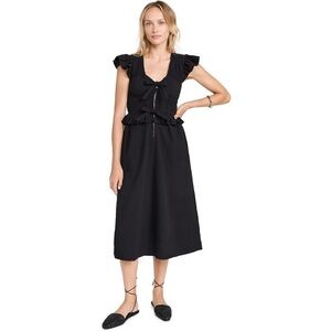 Sea NY Black Regina Seersucker Flutter Sleeve Dress, size XS